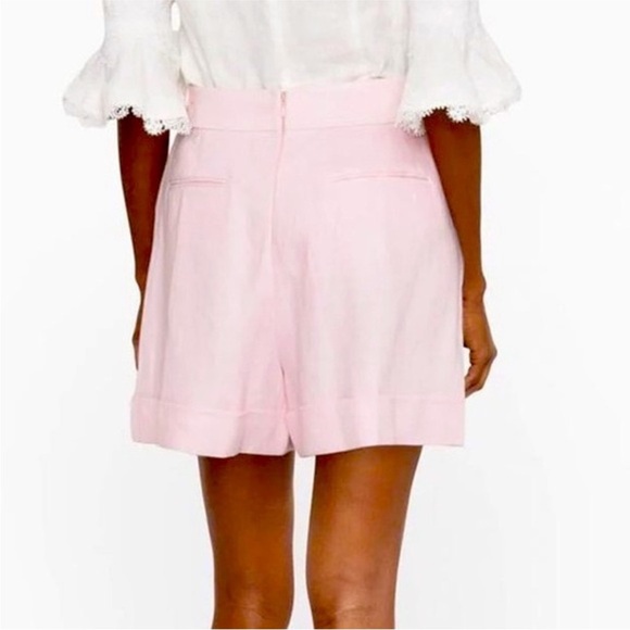 Zimmerman High Tide Button Embellished High Waisted 100% Linen Shorts - Picture 4 of 13